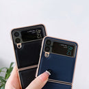 For Samsung Galaxy Z Flip4 5G Genuine Leather Xiaoya Series Nano Electroplating Phone Case(Black)