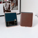 For Samsung Galaxy Z Flip4 5G Genuine Leather Xiaoya Series Nano Electroplating Phone Case(Black)