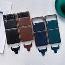 For Samsung Galaxy Z Flip4 5G Genuine Leather Xiaoya Series Nano Electroplating Phone Case(Coffee)