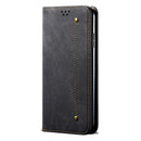 For OnePlus 8 Denim Texture Casual Style Horizontal Flip Leather Case with Holder & Card Slots & Wallet(Black)