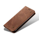 For OnePlus 8 Denim Texture Casual Style Horizontal Flip Leather Case with Holder & Card Slots & Wallet(Brown)