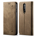 For OnePlus 8 Denim Texture Casual Style Horizontal Flip Leather Case with Holder & Card Slots & Wallet(Khaki)