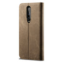 For OnePlus 8 Denim Texture Casual Style Horizontal Flip Leather Case with Holder & Card Slots & Wallet(Khaki)
