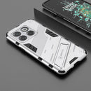 For OnePlus 10T 5G Punk Armor PC + TPU Phone Case with Holder(White)