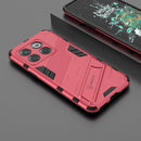 For OnePlus 10T 5G Punk Armor PC + TPU Phone Case with Holder(Light Red)