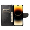 Butterfly Flower Pattern Flip Leather Phone Case For iPhone 14 Pro(Black)