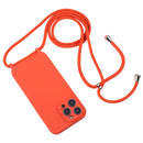 For iPhone 14 Pro Crossbody Lanyard Liquid Silicone Case(Orange)