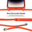 For iPhone 14 Pro Crossbody Lanyard Liquid Silicone Case(Orange)