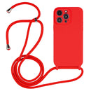 For iPhone 14 Pro Crossbody Lanyard Liquid Silicone Case(Red)