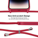 For iPhone 14 Pro Crossbody Lanyard Liquid Silicone Case(Rose Red)