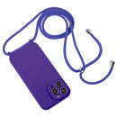 For iPhone 14 Pro Crossbody Lanyard Liquid Silicone Case(Purple)