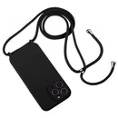 For iPhone 14 Pro Crossbody Lanyard Liquid Silicone Case(Black)