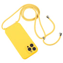 For iPhone 14 Pro Crossbody Lanyard Liquid Silicone Case(Yellow)