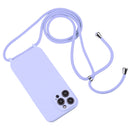 For iPhone 14 Pro Crossbody Lanyard Liquid Silicone Case(Light Purple)