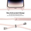 For iPhone 14 Pro Crossbody Lanyard Liquid Silicone Case(Sand Pink)