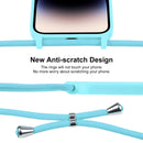 For iPhone 14 Pro Crossbody Lanyard Liquid Silicone Case(Ice Blue)