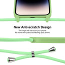 For iPhone 14 Pro Crossbody Lanyard Liquid Silicone Case(Matcha Green)