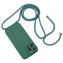 For iPhone 14 Pro Crossbody Lanyard Liquid Silicone Case(Emerald Green)