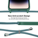 For iPhone 14 Pro Crossbody Lanyard Liquid Silicone Case(Emerald Green)