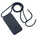 For iPhone 14 Pro Crossbody Lanyard Liquid Silicone Case(Midnight Blue)