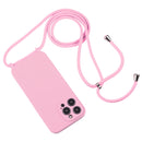 For iPhone 14 Pro Crossbody Lanyard Liquid Silicone Case(Pink)
