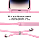 For iPhone 14 Pro Crossbody Lanyard Liquid Silicone Case(Pink)