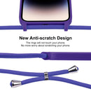 For iPhone 14 Pro Max Crossbody Lanyard Liquid Silicone Case(Purple)