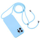 For iPhone 14 Pro Max Crossbody Lanyard Liquid Silicone Case(Blue)