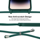 For iPhone 14 Pro Max Crossbody Lanyard Liquid Silicone Case(Pine Needle Green)