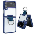 For Samsung Galaxy Z Flip4 Shield Transparent TPU + PC Phone Case with Ring(Navy Blue)