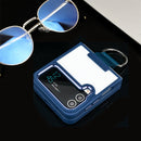 For Samsung Galaxy Z Flip4 Shield Transparent TPU + PC Phone Case with Ring(Navy Blue)