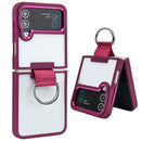 For Samsung Galaxy Z Flip4 Shield Transparent TPU + PC Phone Case with Ring(Red)