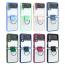 For Samsung Galaxy Z Flip4 Shield Transparent TPU + PC Phone Case with Ring(Matcha Green)