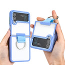 For Samsung Galaxy Z Flip4 Shield Transparent TPU + PC Phone Case with Ring(Matcha Green)