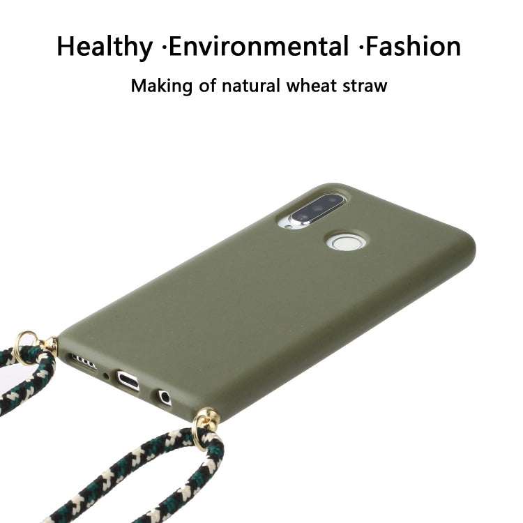 For Huawei P30 Lite Wheat Straw Material + TPU Protective Case with Lanyard(Army Green)