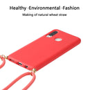For Huawei P30 Lite Wheat Straw Material + TPU Protective Case with Lanyard(Red)
