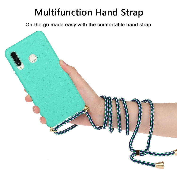 For Huawei P30 Lite Wheat Straw Material + TPU Protective Case with Lanyard(Green)