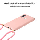 For Huawei P30 Lite Wheat Straw Material + TPU Protective Case with Lanyard(Pink)
