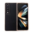 For Samsung Galaxy Z Fold4 5G Genuine Leather Luolai Series Nano Plating Phone Case(Black)
