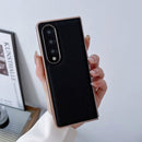 For Samsung Galaxy Z Fold4 5G Genuine Leather Luolai Series Nano Plating Phone Case(Black)