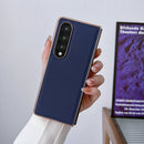 For Samsung Galaxy Z Fold4 5G Genuine Leather Luolai Series Nano Plating Phone Case(Dark Blue)