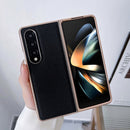 For Samsung Galaxy Z Fold4 5G Genuine Leather Luolai Series Nano Plating Phone Case(Black)