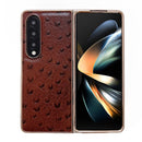 For Samsung Galaxy Z Fold4 5G Genuine Leather Ostrich Texture Nano Plating Phone Case(Coffee)
