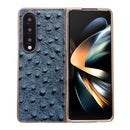 For Samsung Galaxy Z Fold4 5G Genuine Leather Ostrich Texture Nano Plating Phone Case(Blue)