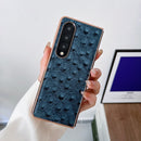 For Samsung Galaxy Z Fold4 5G Genuine Leather Ostrich Texture Nano Plating Phone Case(Blue)