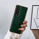 For Samsung Galaxy Z Fold4 5G Genuine Leather Ostrich Texture Nano Plating Phone Case(Green)