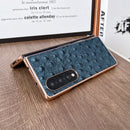 For Samsung Galaxy Z Fold4 5G Genuine Leather Ostrich Texture Nano Plating Phone Case(Coffee)