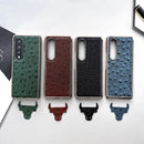 For Samsung Galaxy Z Fold4 5G Genuine Leather Ostrich Texture Nano Plating Phone Case(Coffee)