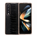 For Samsung Galaxy Z Fold4 5G Genuine Leather Weilai Series Nano Plating Phone Case(Black)
