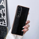 For Samsung Galaxy Z Fold4 5G Genuine Leather Weilai Series Nano Plating Phone Case(Black)